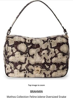 Brahmin Snake-Embossed Shoulder Bag in Natural and Brown
